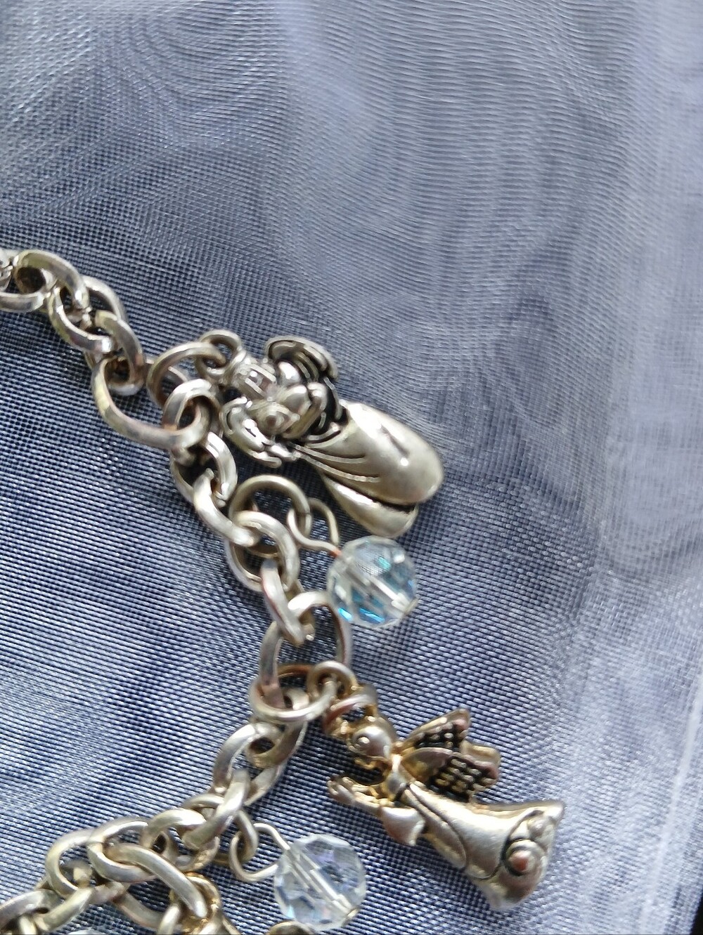 Angels Friendship Charm Bracelet Silvertone Faith Religious Heart Jewelry - Picture 7 of 10